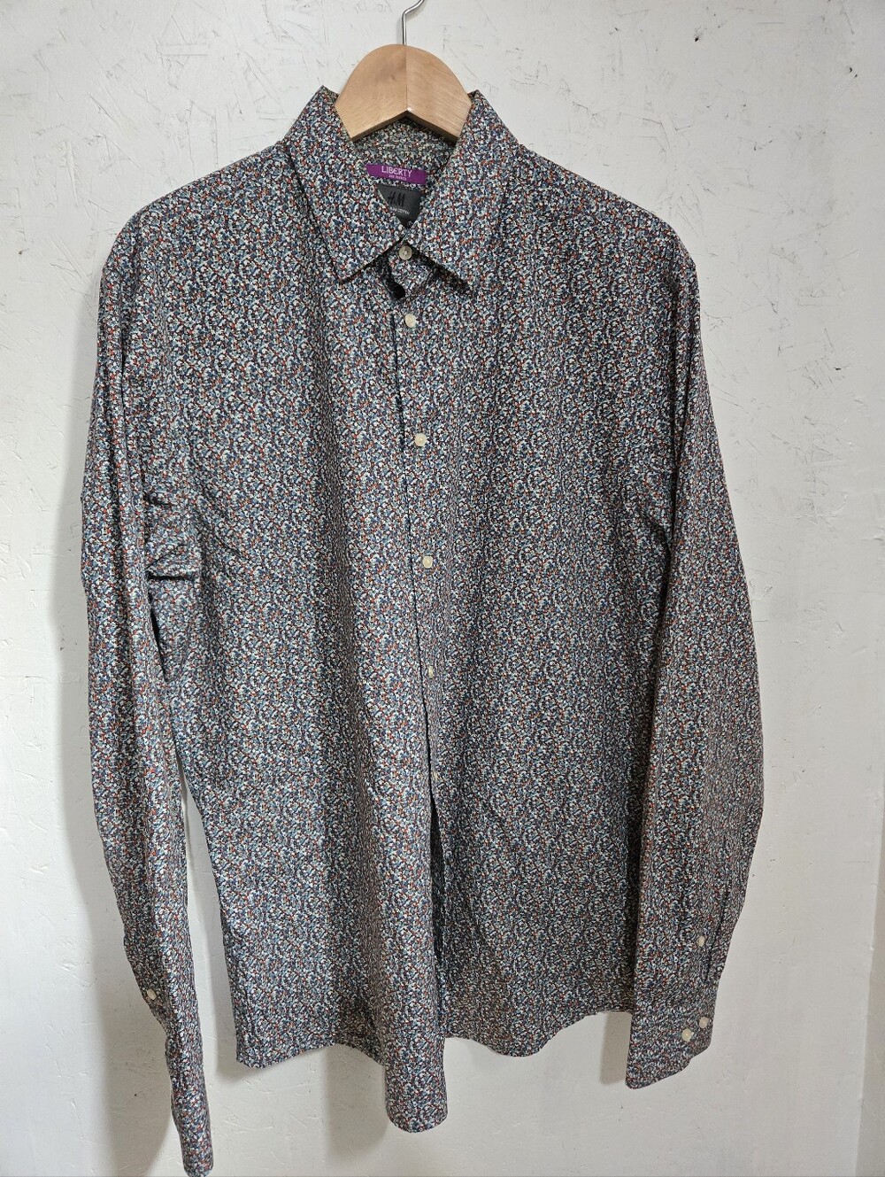 H&M Men's Multi-Color Micro Floral Button-Down Shirt
